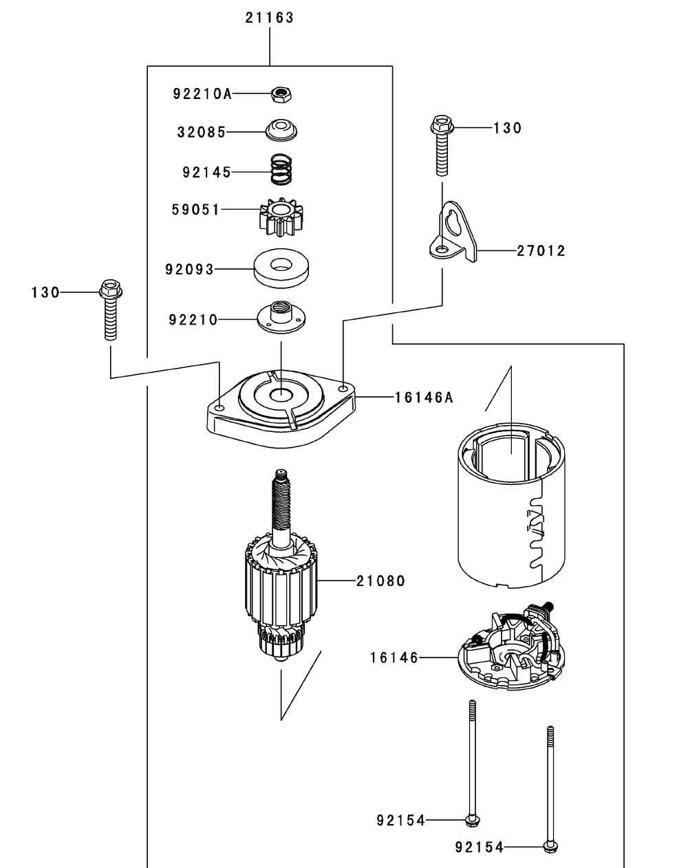 Kawasaki Fr651v-As05 Starter Diagram and Parts List for Z-FORCES48 (17AI5BHB-17AI5BHB010)(2013) Cub Cadet Lawn Tractor